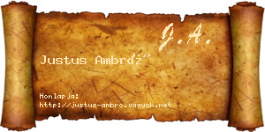 Justus Ambró névjegykártya